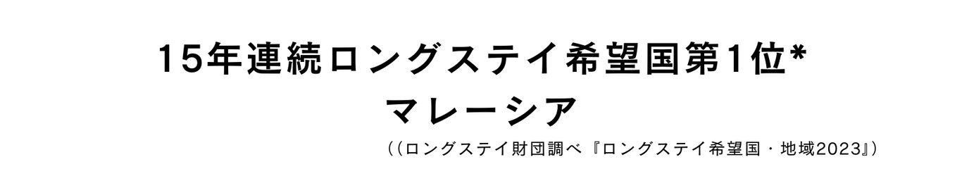 15年連続ロングステイ希望国第1位　マレーシア