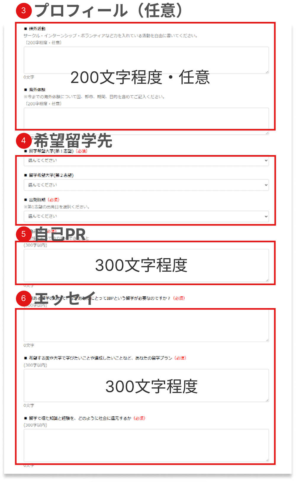 留学奨学金応募フォームの項目2枚目 (スクリーンショット)